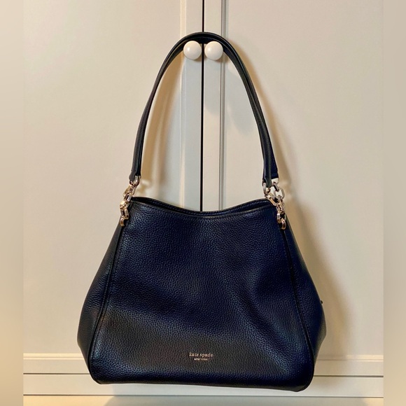 Kate Spade - Hailey Medium Pebbled Leather Shoulder Bag - Navy - Picture 4 of 10